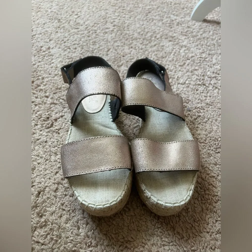 Splendid Aubrey Metallic Leather Espadrille Flatform Slingback Sandals size 8